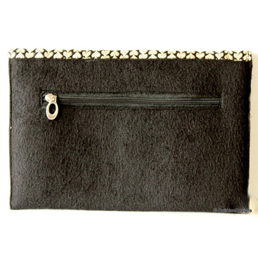 Wedding Party Clutch, Velvet and Brocade Purse, Black And Silver Fabric Purse